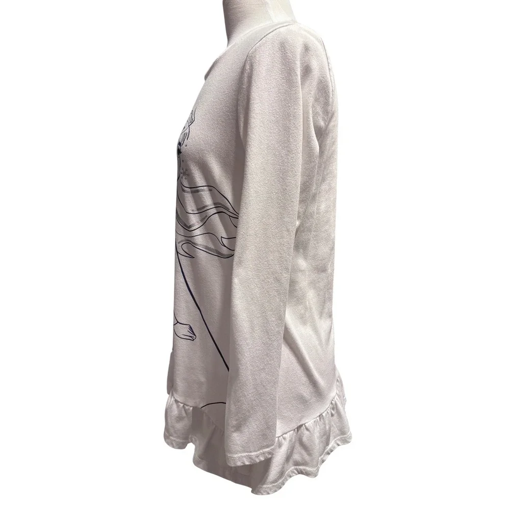 Justice Frozen II Top Kids 18/20 White Excellent Anna Elsa Ruffle Long Sleeve